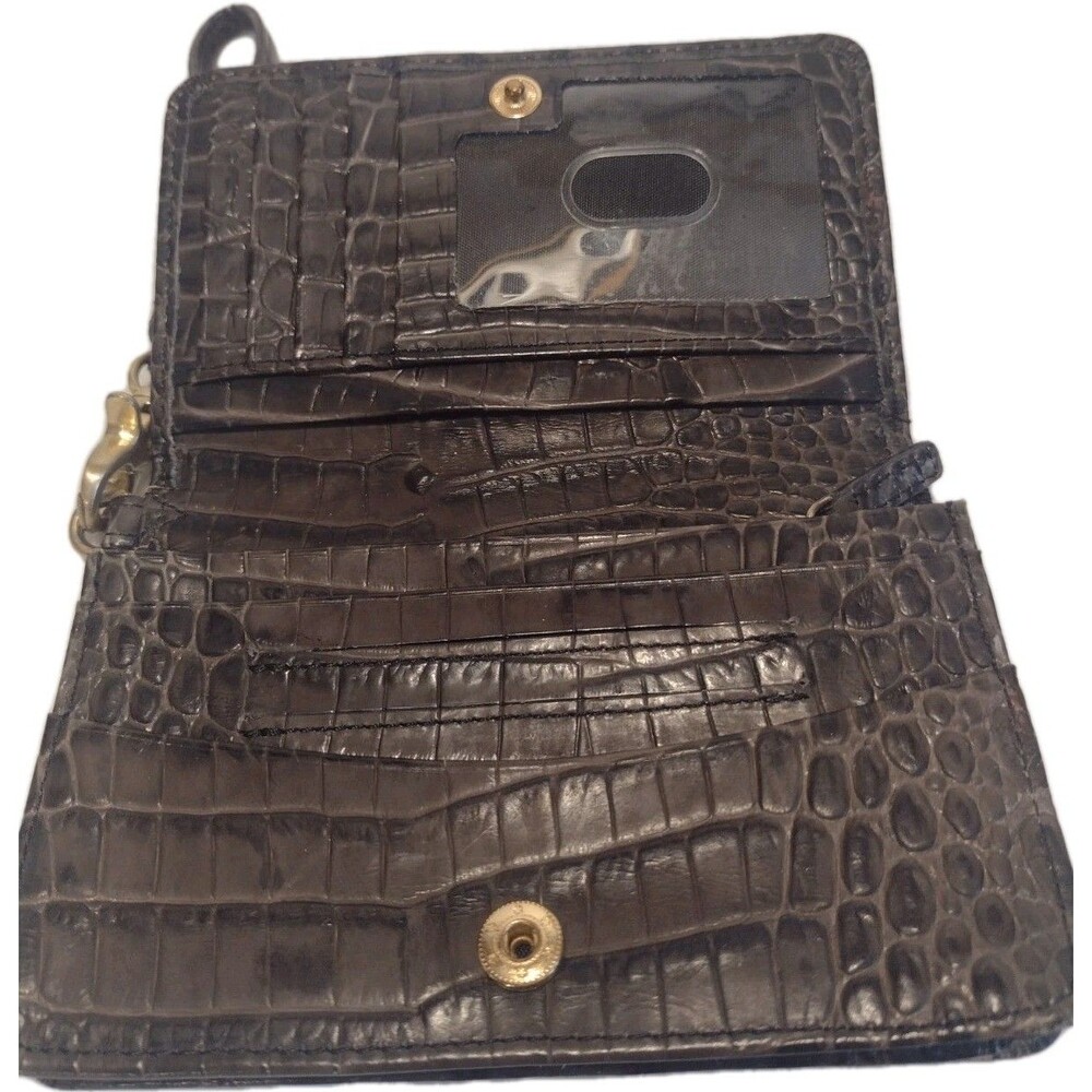 Brahmin Debra Brown Wristlet Wallet Melbourne Leather Croc Embossed - Picture 10 of 16